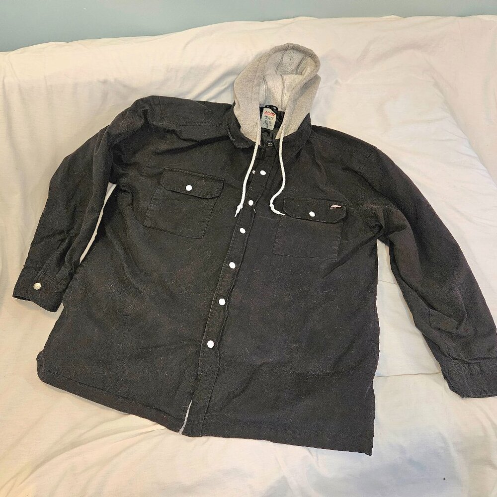 Dickies Jacket Men XXL 2XL Black Chore Canvas Work Utility Insulated W/Hoodie